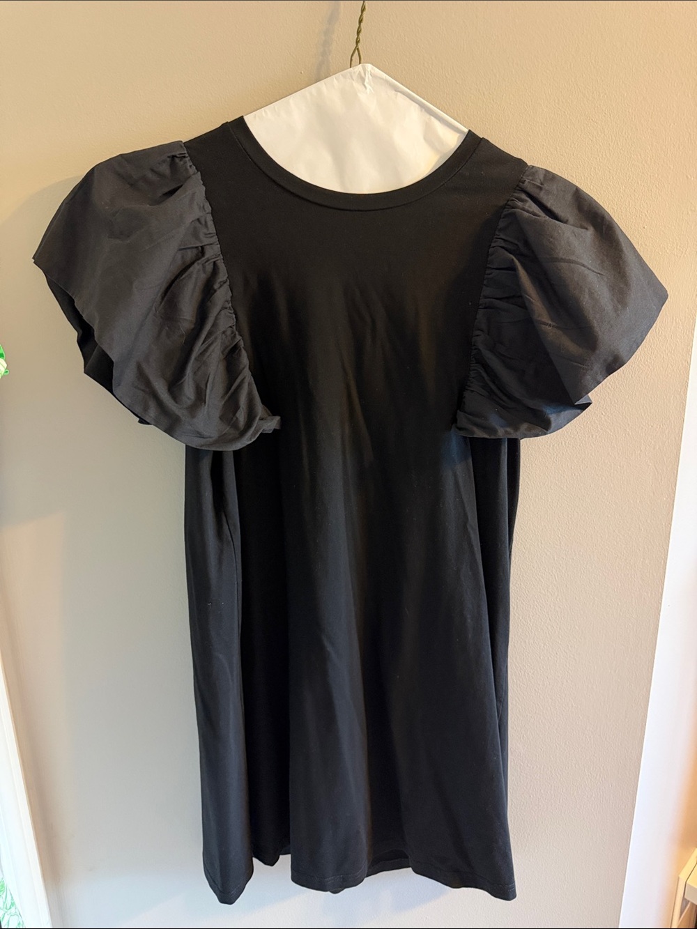 Black mixed media T-shirt dress. Size large.